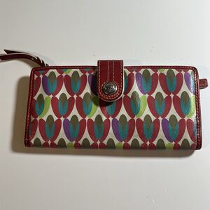Vintage Fossil Bifold Women’s Wallet Geometric Color Pattern Zip Snap 7.5” Wide